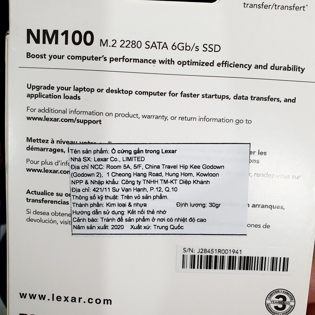 Ổ Cứng SSD Lexar NS100 SATA III 256GB - Hàng Chính Hãng Diệp Khánh Phân Phối