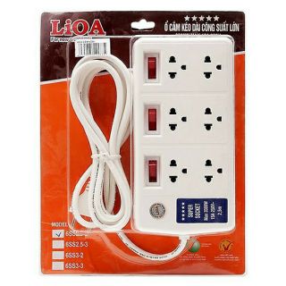 Ổ cắm điện lioa 6 ổ cắm 3 công tắc 3300w