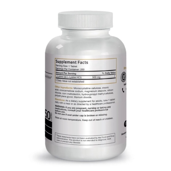 L-LYSINE | Bronson L-Lysine   Tổng Hợp Collagen Tăng Cường Hệ Miễn Dịch Cơ Thể
