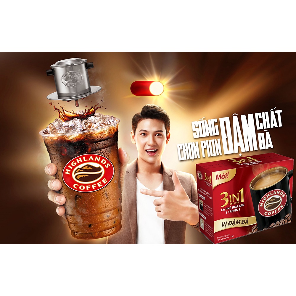 Hộp hoặc Dây 10 gói cà phê sữa vị đậm đà HighLands 170gr