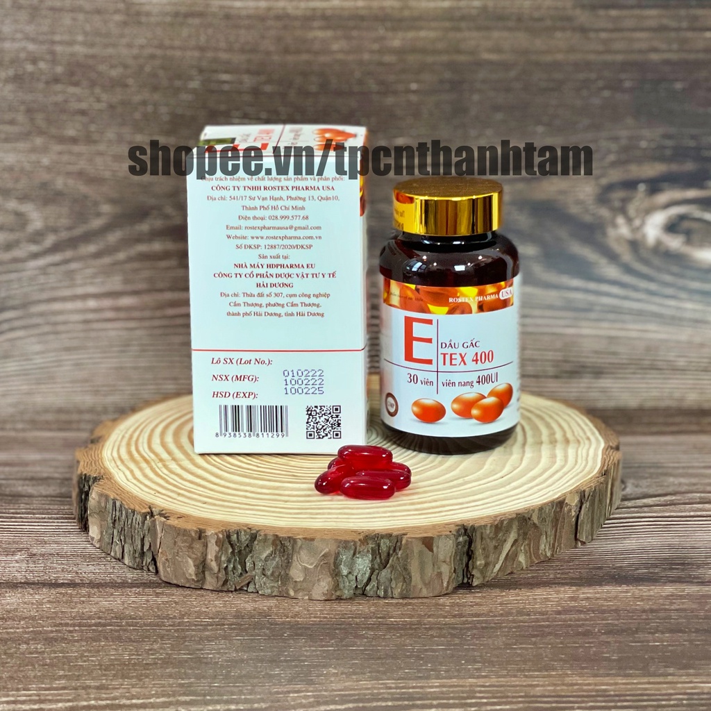 Viên uống đẹp da Vitamin e đỏ bổ sung dầu gấc,tinh dầu lô hội, làm sáng da, trắng da - Chai 30 viên