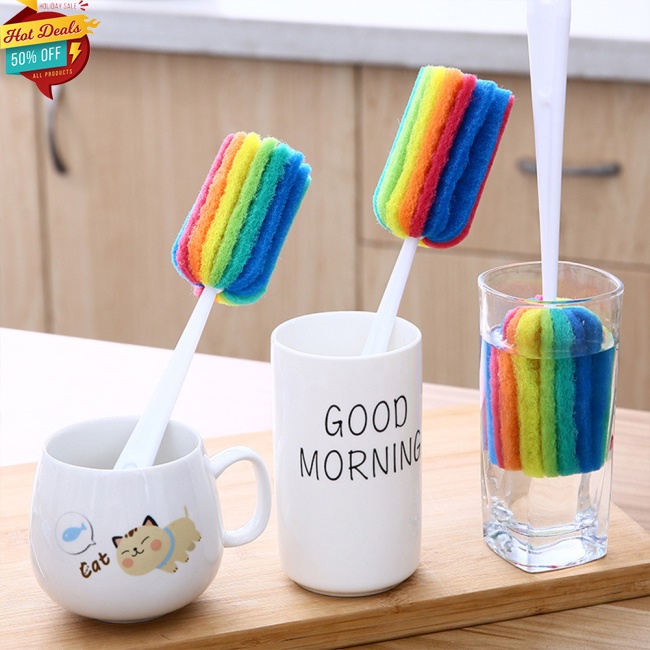 Cọ Vệ Sinh Cốc Nước Bằng Bọt Biển Với Tay Cầm Dài Tiện Dụng