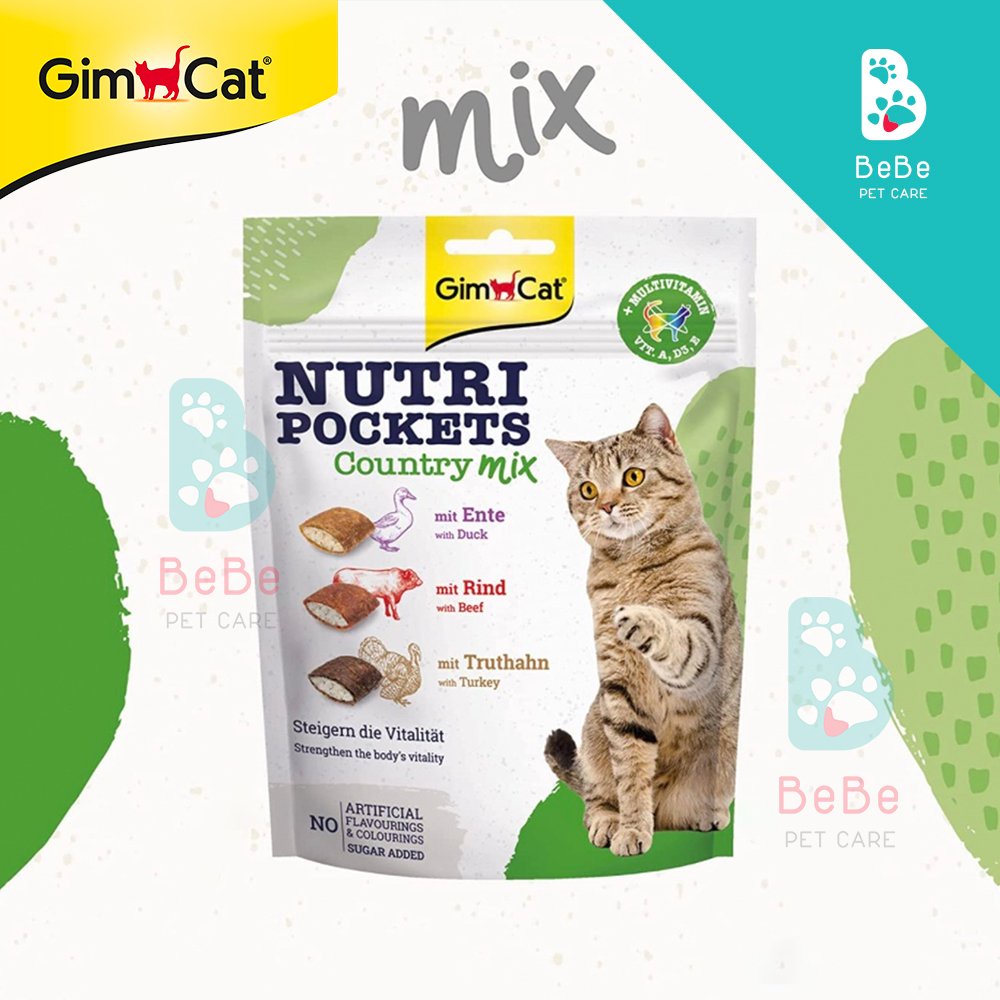 Bánh Thưởng GIMCAT Nutri Pockets 40-60-150Gr Nhiều Vị Cho Mèo - Hàng Nhập Khẩu Đức