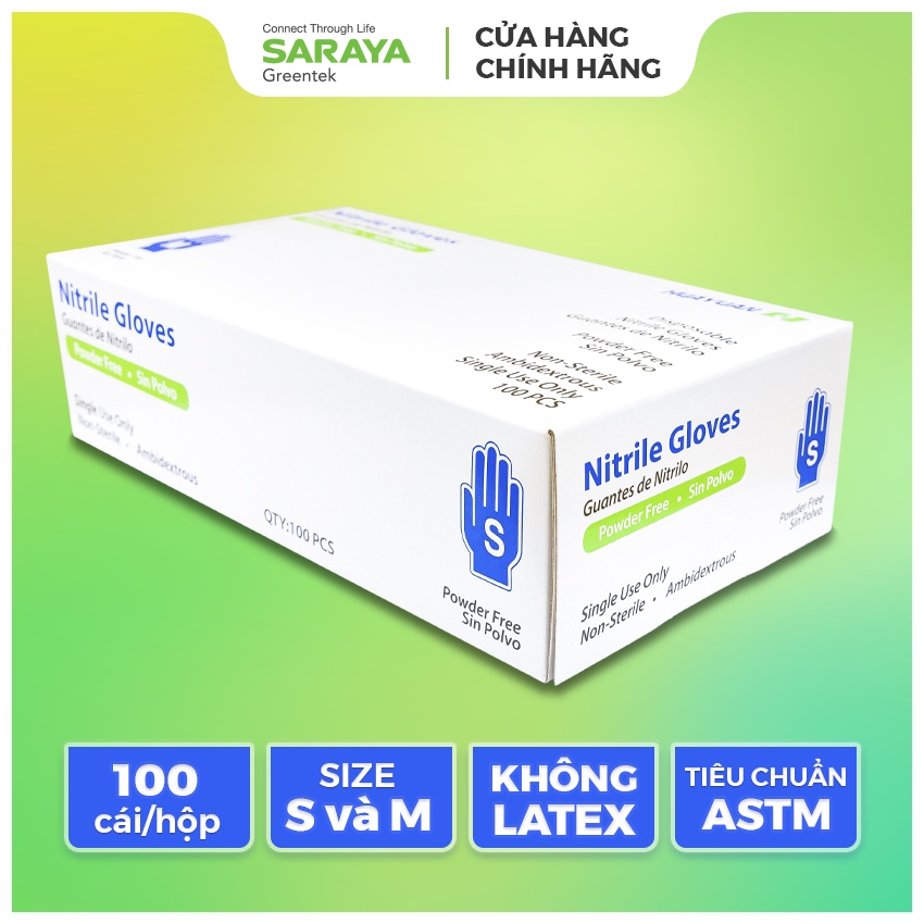 Găng Tay Cao Su Nitrile Huayan Không Bột Dùng Trong Thực Phẩm, Vệ Sinh (Disposable Nitrile Gloves) - 100 CHIẾC/HỘP