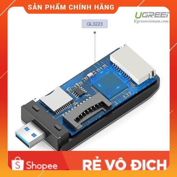 [CHÍNH HÃNG] Đầu đọc thẻ USB 3.0 hỗ trợ SD/TF/CF/MS chính hãng Ugreen 50541 cao cấp