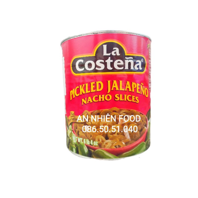 Ớt Ngâm Cắt Lát Nacho Jalapeño Lacostena Mexico hộp 2.75KG