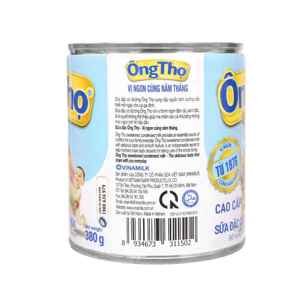 [Date 3.2024[ Sữa đặc có đường Ông Thọ Trắng nhãn xanh lon 380g