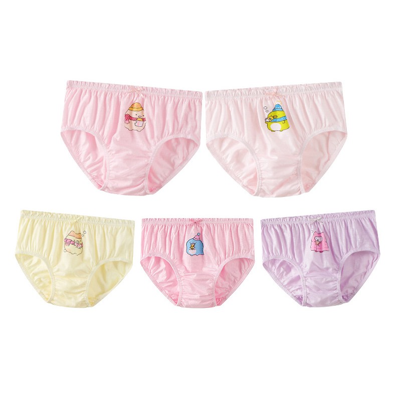 Set 5 quần lót bé gái Hàn Quốc 100% vải cotton thoáng mát, an toàn cho sức khỏe của bé mẫu Lovely-Happy-Hồng