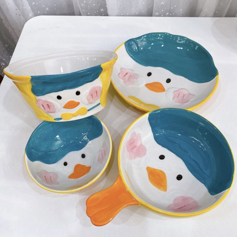 Bát Đĩa Decor Chén Dĩa Sứ Ăn Cơm Hoạ Tiết Vịt Vàng Dễ Thương Tô Canh Decor Phong Cách Bắc Âu