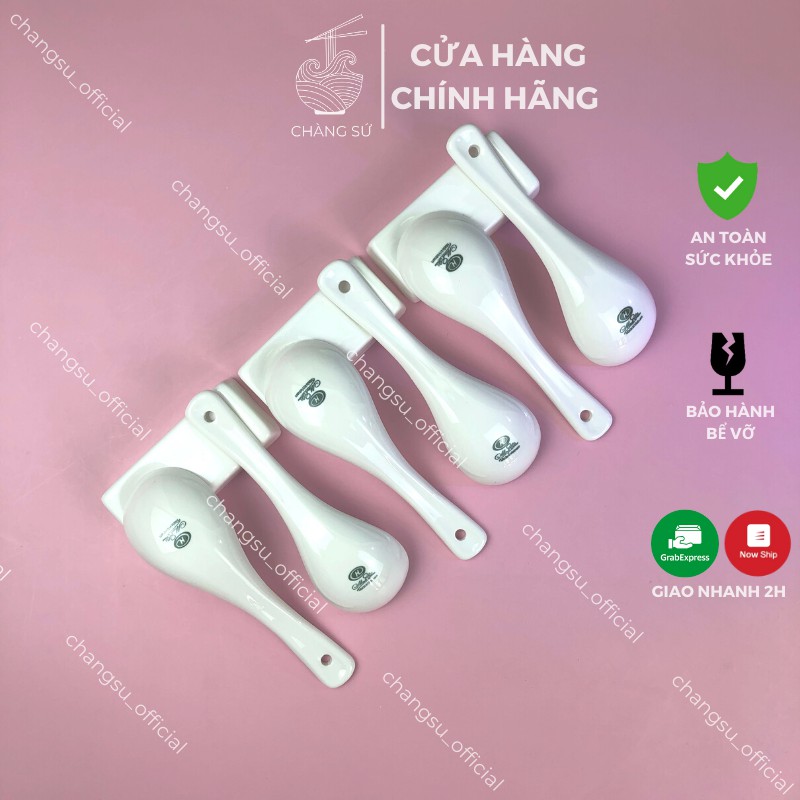 Bộ thìa sứ trắng cute dễ thương 6 muỗng ăn cơm cao cấp sứ Minh Châu - Vỡ 1 đổi 1