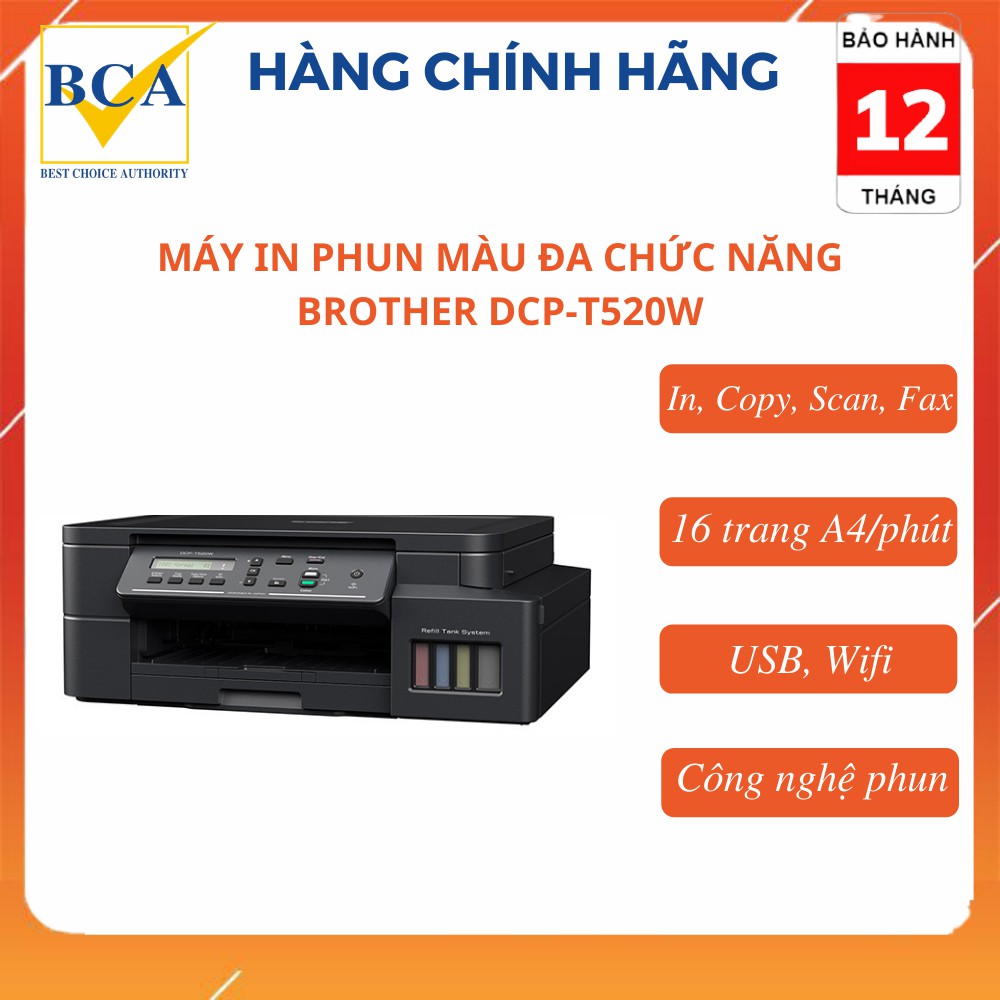Máy in phun màu đa chức năng Brother DCP-T520W (In, Copy, Scan, Wifi)