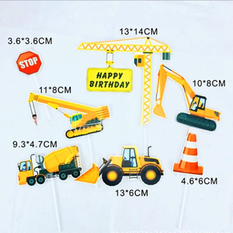 Đồ Trang Trí Bánh Kem Hình Xe Xúc Đào Đất Dành Cho Bé Trai