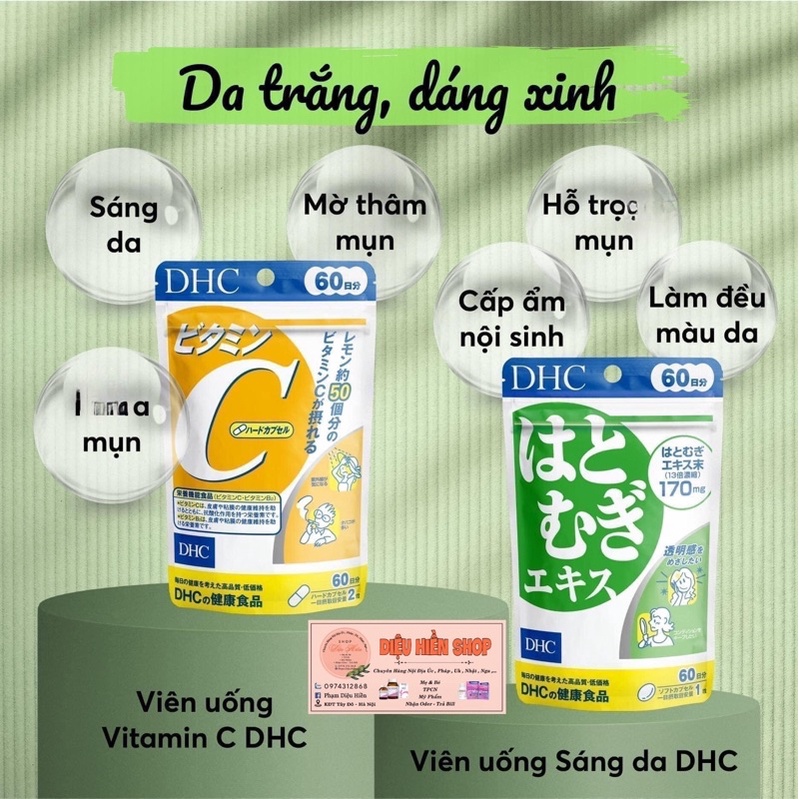 Viên uống Dhc trắng da, Dhc vitamin c Nhật Bản