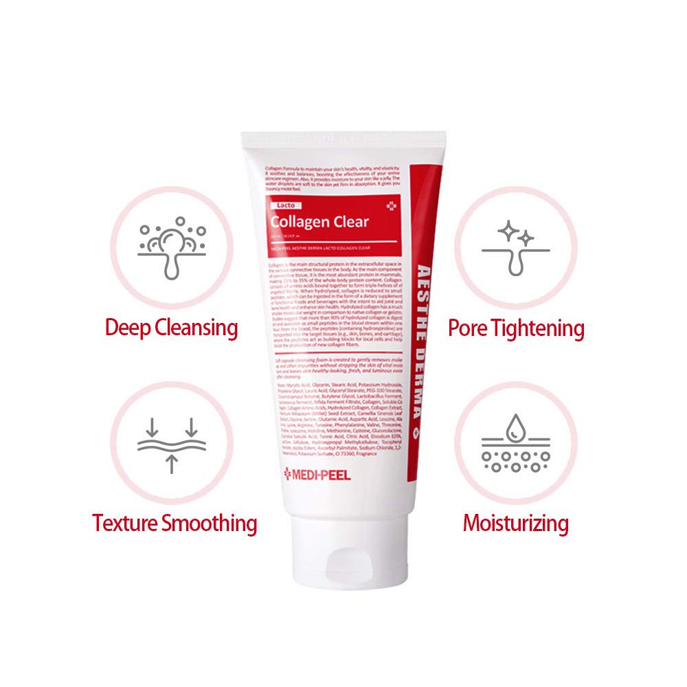 Sữa rửa mặt Hàn Quốc Medipeel Derma Lacto Collagen Clear 300ml