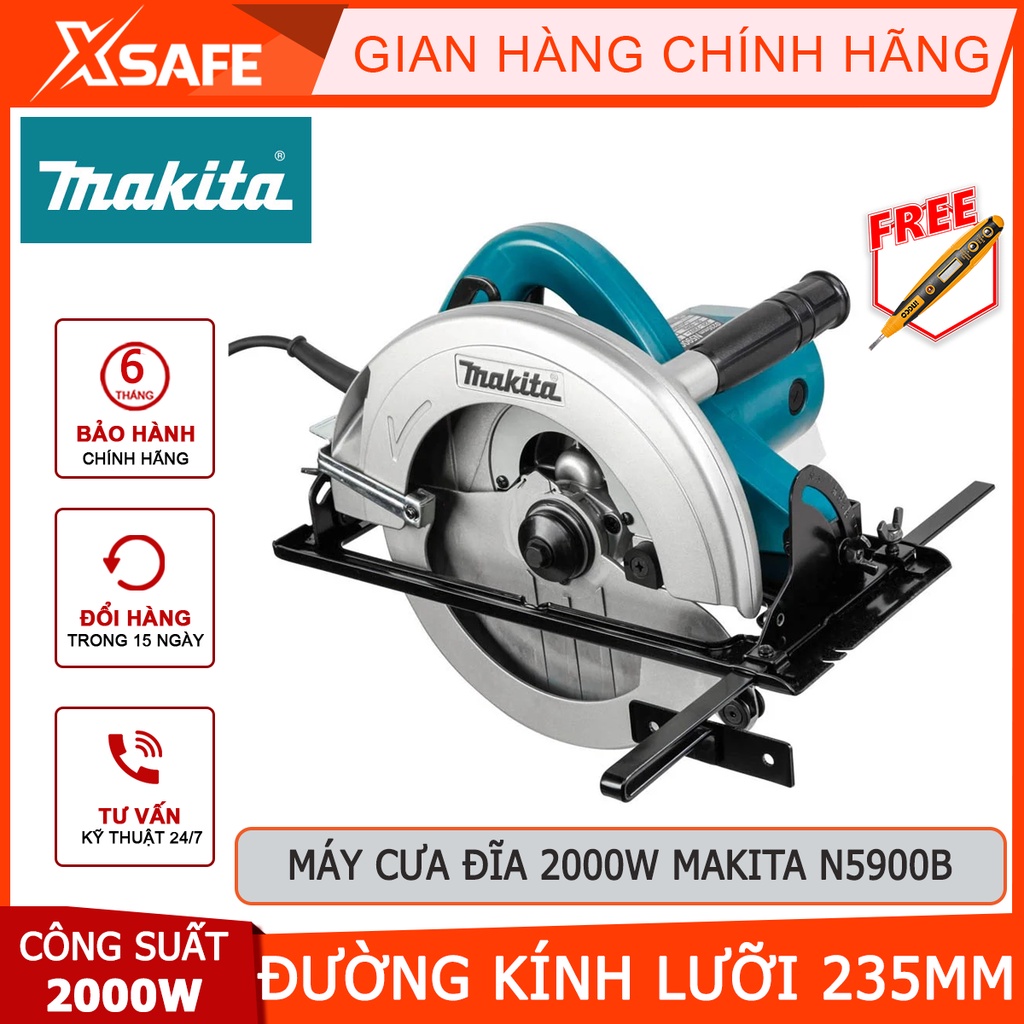 Máy cưa đĩa MAKITA N5900B Máy cắt đĩa tròn công suất 2000W, đường kính lưỡi 235mm, tốc độ không tải 4100 có kèm lưỡi cưa