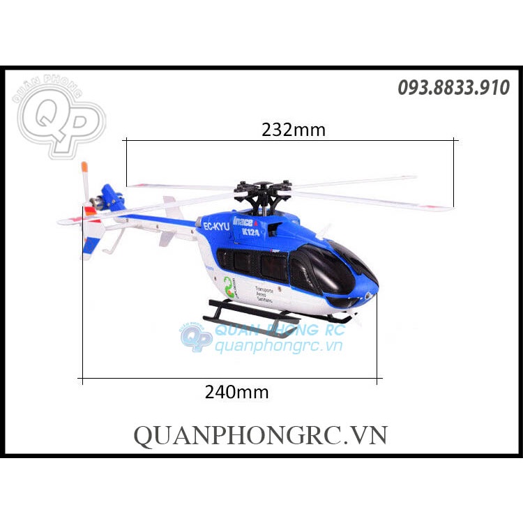 Máy bay điều  khiển WLtoys XK K124 EC145 6CH 3D6G Scale RC Helicopter RTF (Brushless Motor)