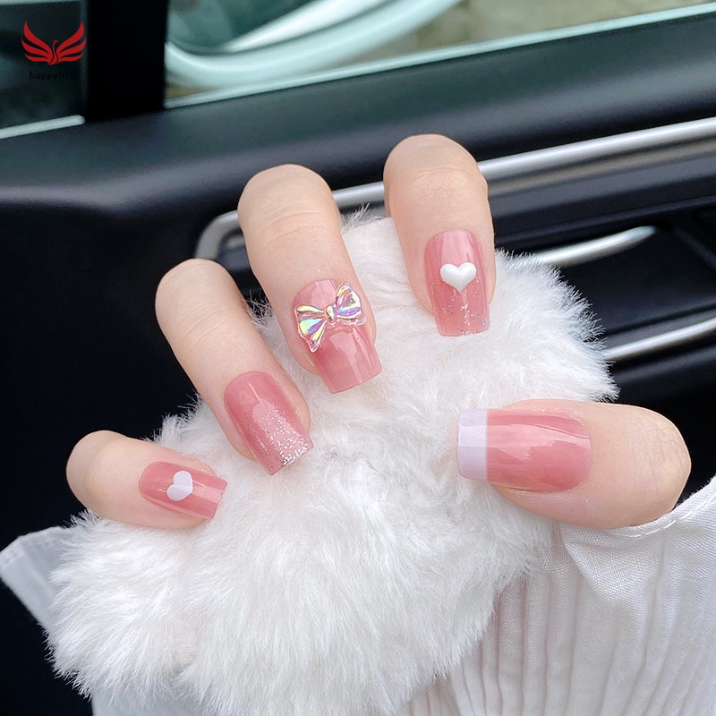 Set 24 móng tay giả dài thời trang cá tính và keo dán trang trí móng nghệ thuật cho nữ