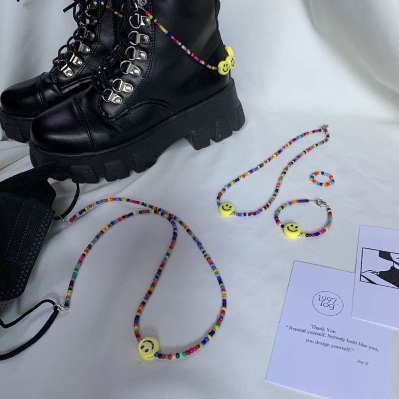 Vòng cườm rainbow , nhẫn cườm màu sắc