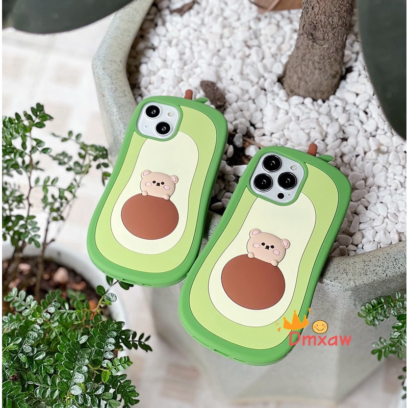 Ốp Điện Thoại Silicon Mềm Hình Gấu/Bơ Cho iPhone 13 Pro Max 12 11 Pro Max X XR XS Max 8 7 6 6s Plus SE 2020