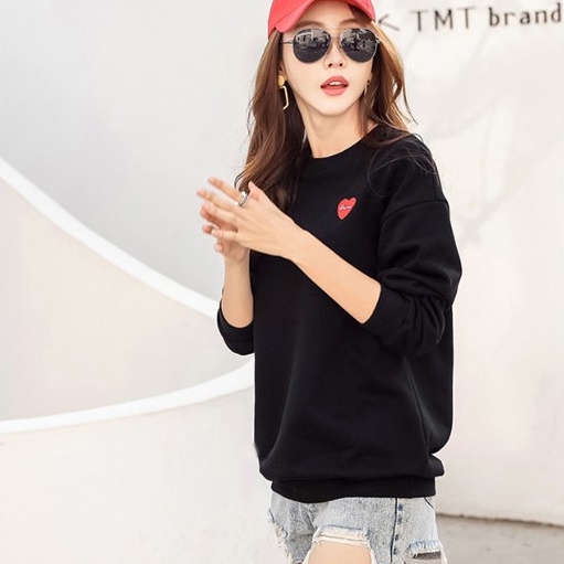 Áo Thun Sweater Nữ Vây Cá Tay Dài Bo In Logo Trái Tim Chữ LOVE Cute Local Brand DLX Áo Phông Nữ Đẹp