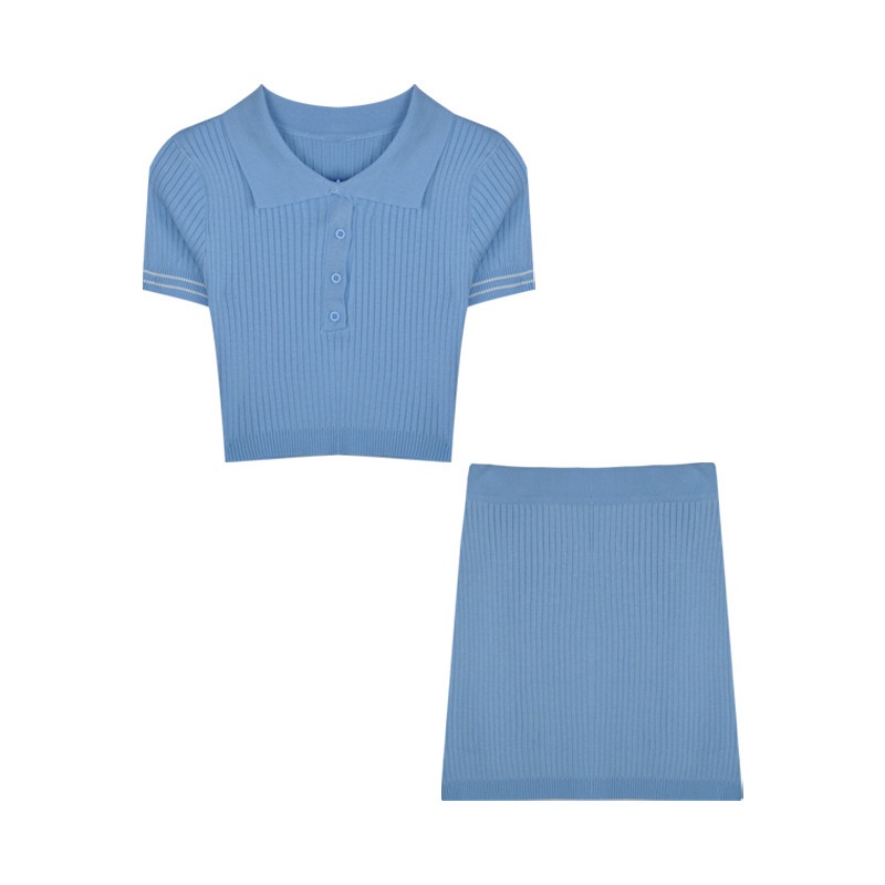 Set trang phục IELGY áo kiểu dệt kim và chân váy lưng cao ôm dáng phong cách ngọt ngào xinh xắn cho nữ