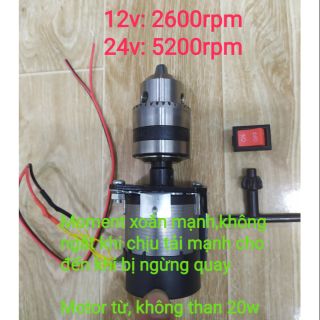 Motor brushless/động cơ không chổi than chế khoan 12v 20w, không ngắt khi tải lớn