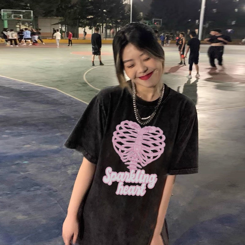 Áo thun form rộng nữ tay lỡ oversize chất vải cotton AT215 Miucho in hình hoạ tiết
