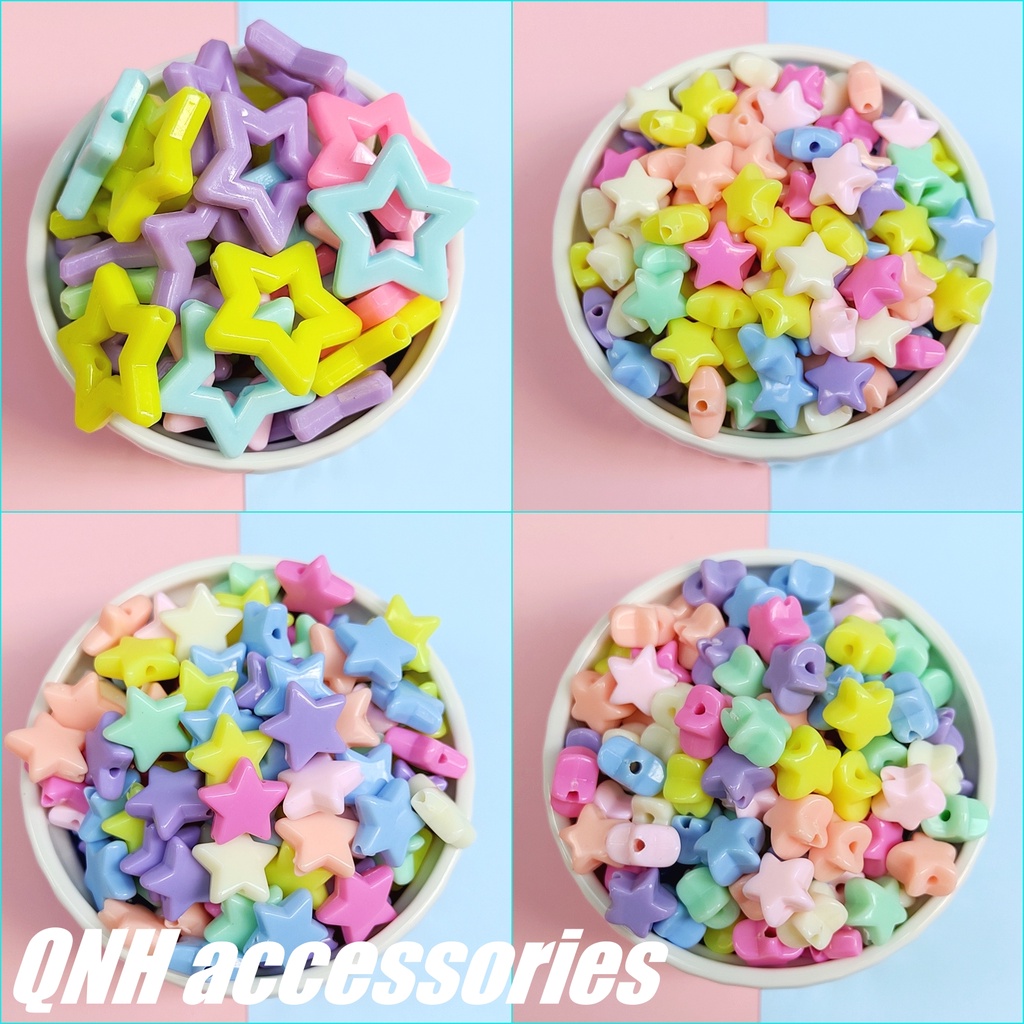 Gói 10g  hạt nhựa acrylic hình tim, ngôi sao, nơ, bướm làm trang sức