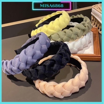 Cài tóc dạng bện bím vải voan nữ phong cách thư xinh phù hợp áo dài