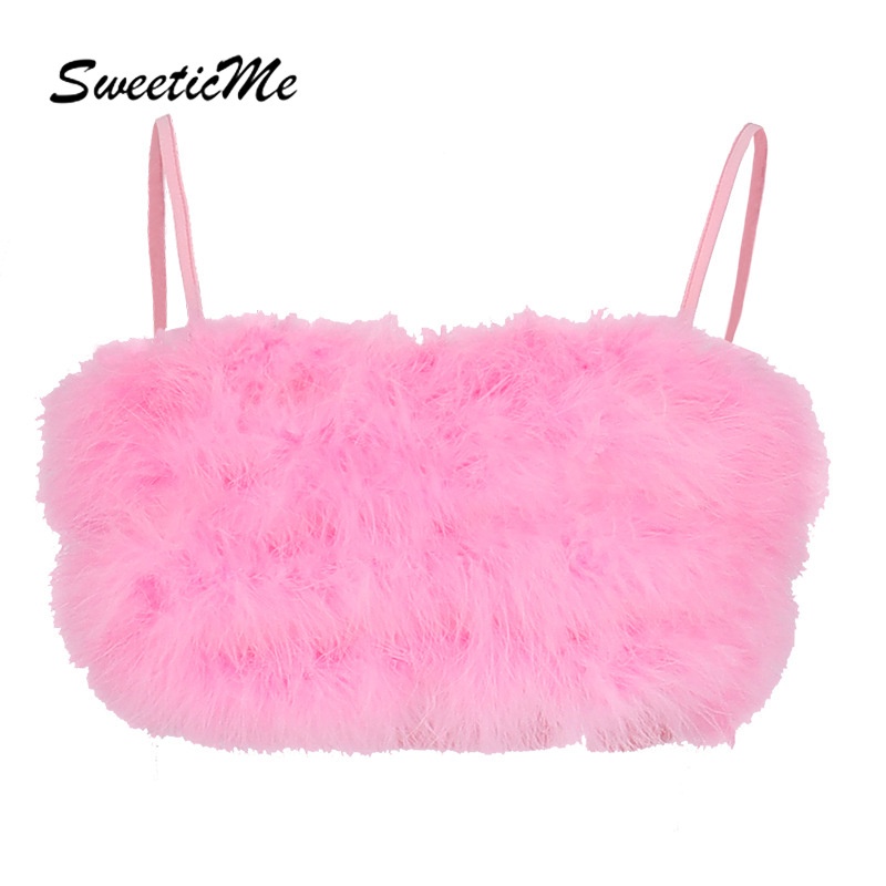 sweeticme Phụ Nữ  Dây Đeo Ngực Bọc Lông Mới