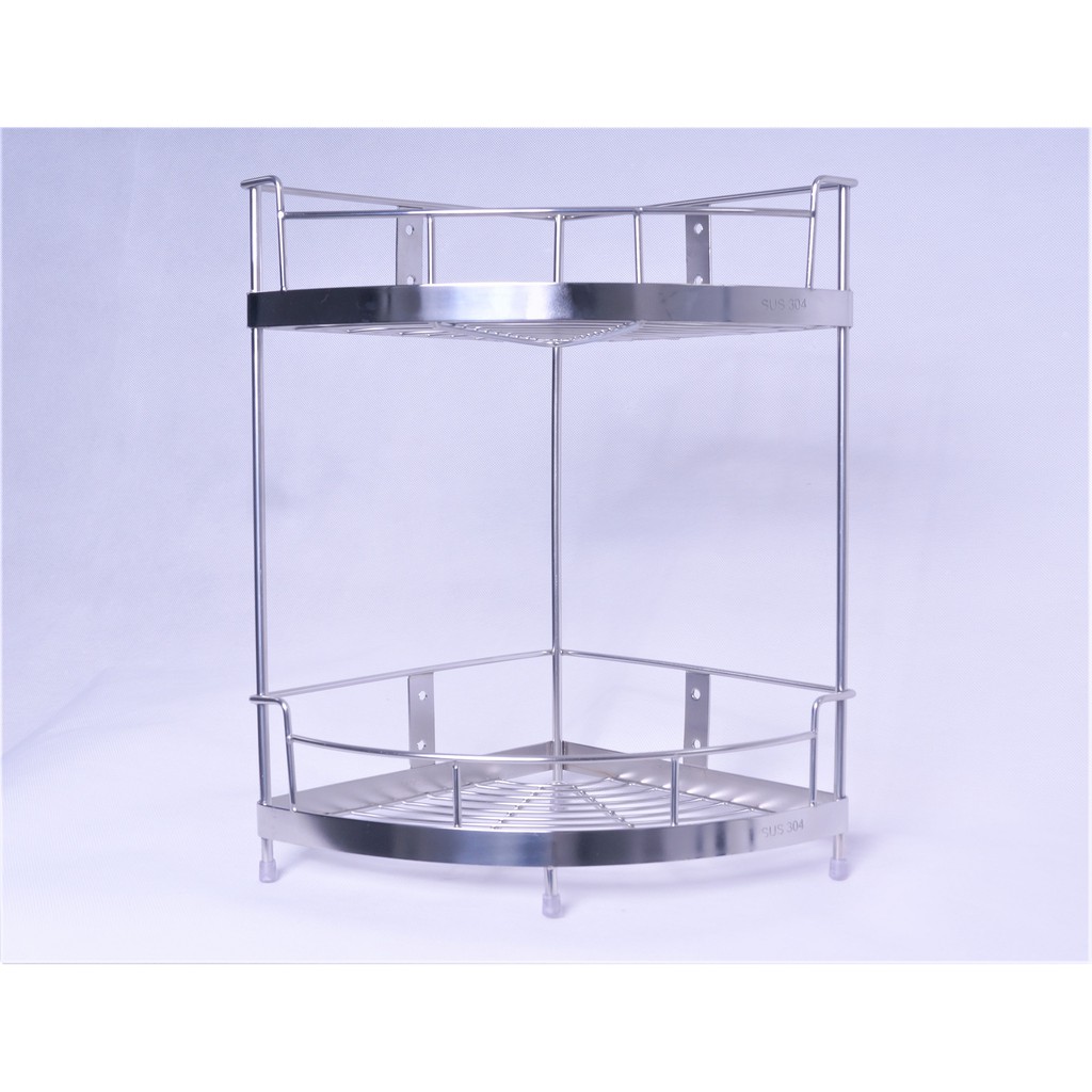 Kệ góc nhà bếp, phòng tắm, inox 304 - 2 tầng