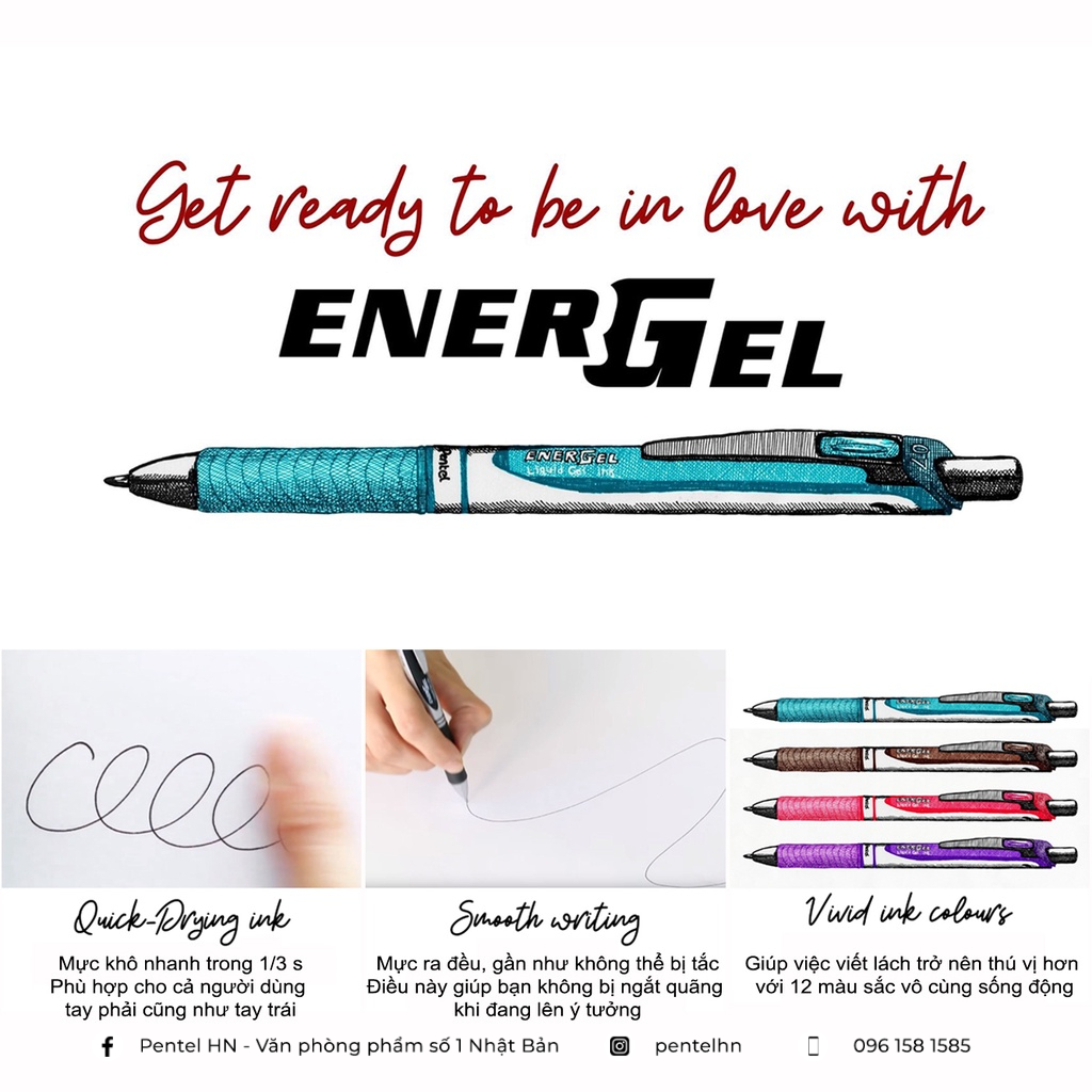 Bút Bi Nước Nhật Bản Pentel Energel X BL107 Ngòi 0.7 Mực Đen