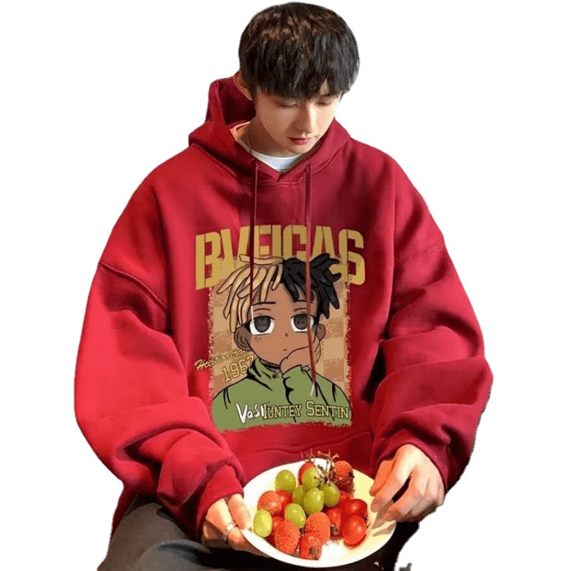 Áo Hoodie Dáng Rộng In Họa Tiết Hoạt Hình Phong Cách Nhật Bản Thời Trang Cho Nam