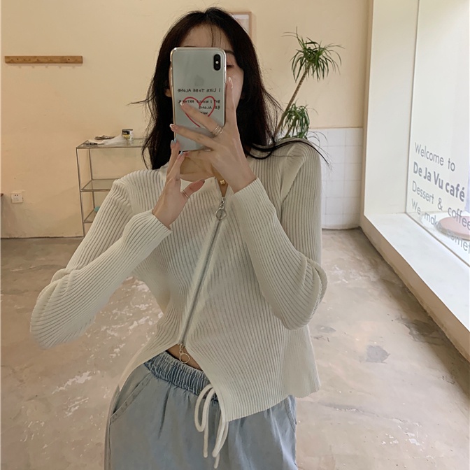 SUXI Áo Sweater Dệt Kim Tay Dài Màu Sắc Đơn Giản Phong Cách Hàn Quốc