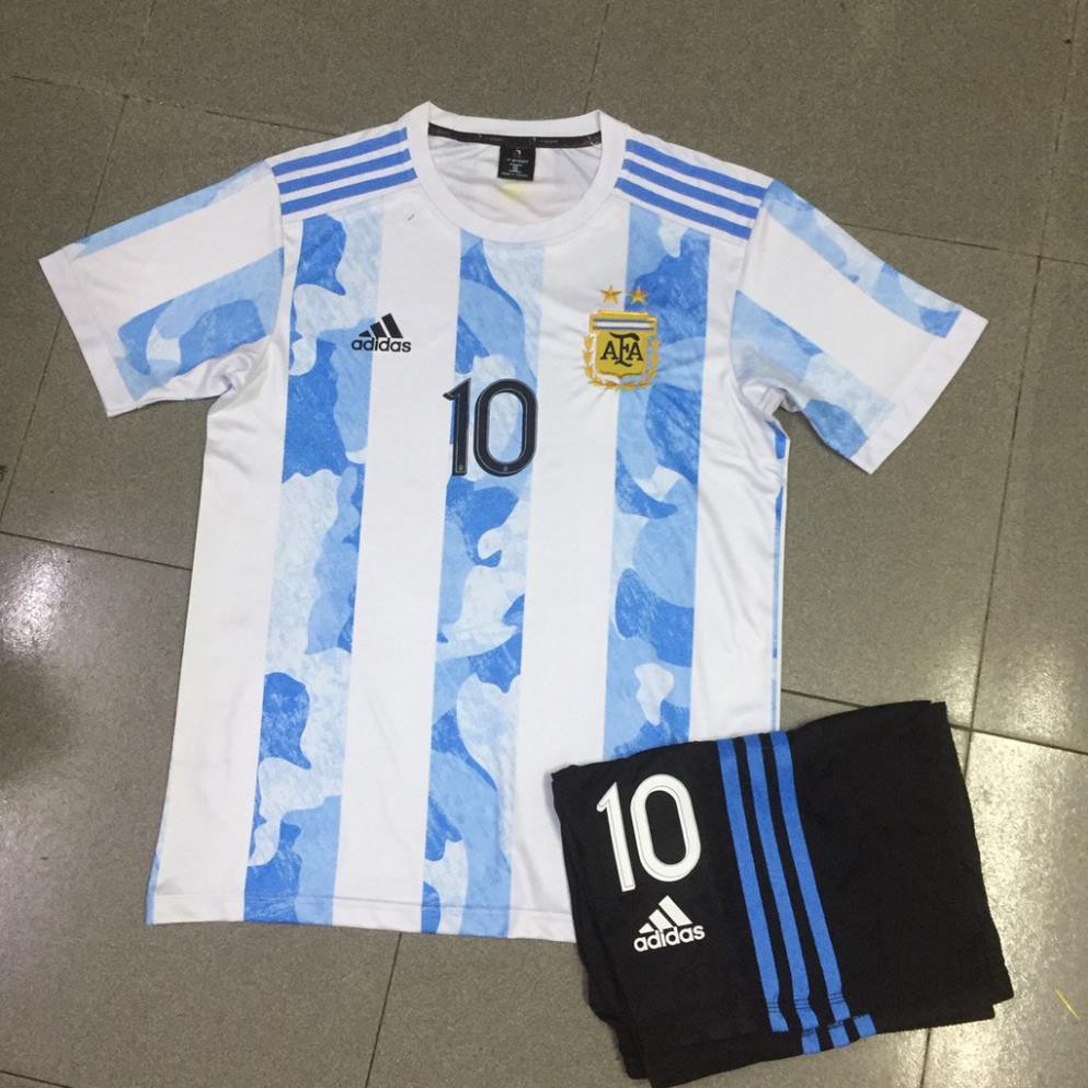 Bộ quần áo Bóng đá Ngôi sao Messi Argentina mới 2021-Áo đá banh đẹp  ྇