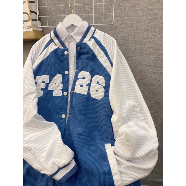 Áo khoác bomber F426 Lylyshop Unisex, kiểu áo khoác bóng chày chất nhung tăm lót dù trơn thêu chữ form rộng cho nam nữ | BigBuy360 - bigbuy360.vn