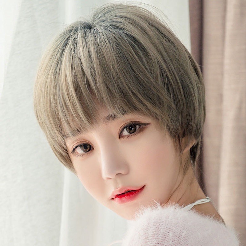 Tóc Giả Tomboy Nhuộm Chân Đen Cá Tính 1576