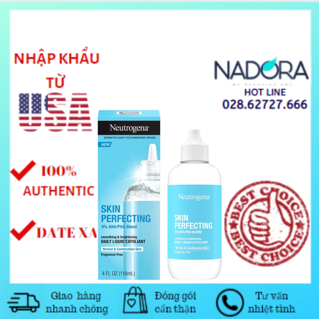 [Da Thường] Tinh Chất Tẩy Tế Bào Da Mặt Neutrogena Skin Perfecting Daily Liquid Exfoliant - 9% AHA/PHA Blend (118ml)