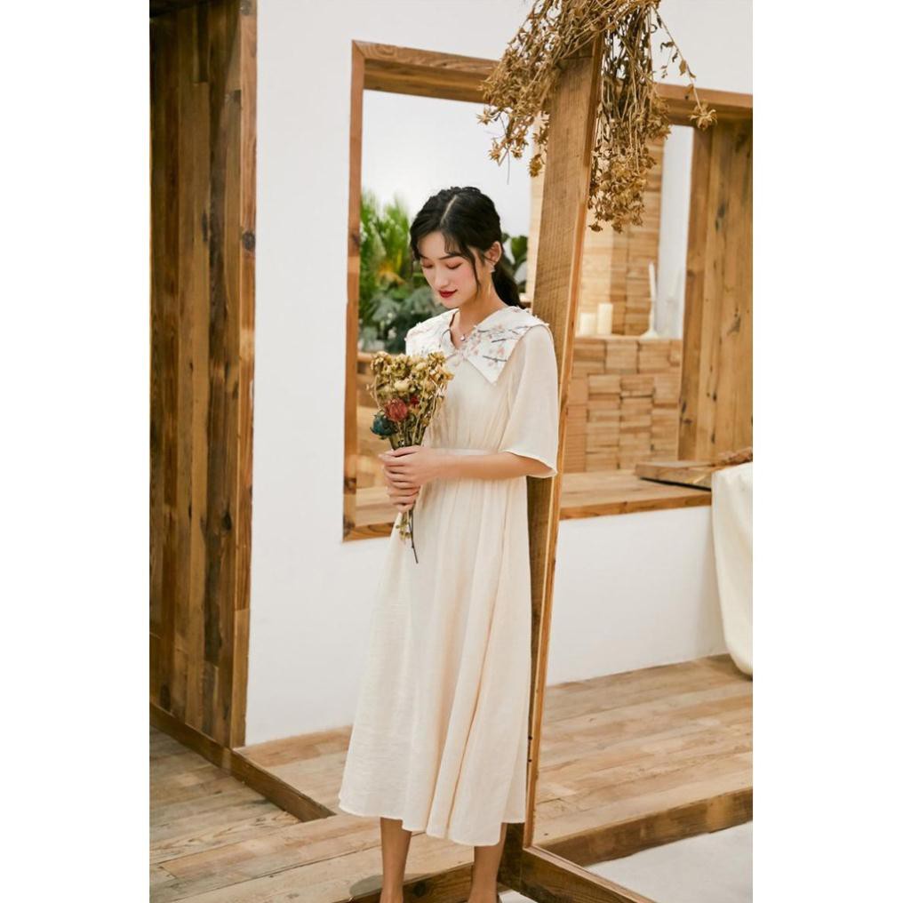 Đầm Trắng Thêu Hoa Anh Đào - phong cách Retro - Hàng Cao Cấp | BigBuy360 - bigbuy360.vn