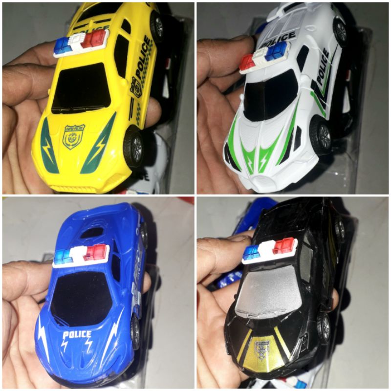 Sét 4 chiếc xe mô hình police bằng nhựa chạy bánh lùi