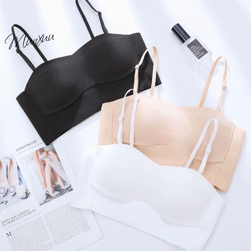 Áo ngực đúc su không gọng cúp ngang nâng ngực quyến rũ _ Áo lót bản To chống tụt không dây