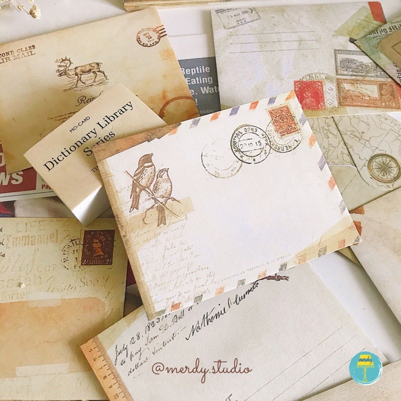 Set 12 chiếc phong bì thư vintage mini