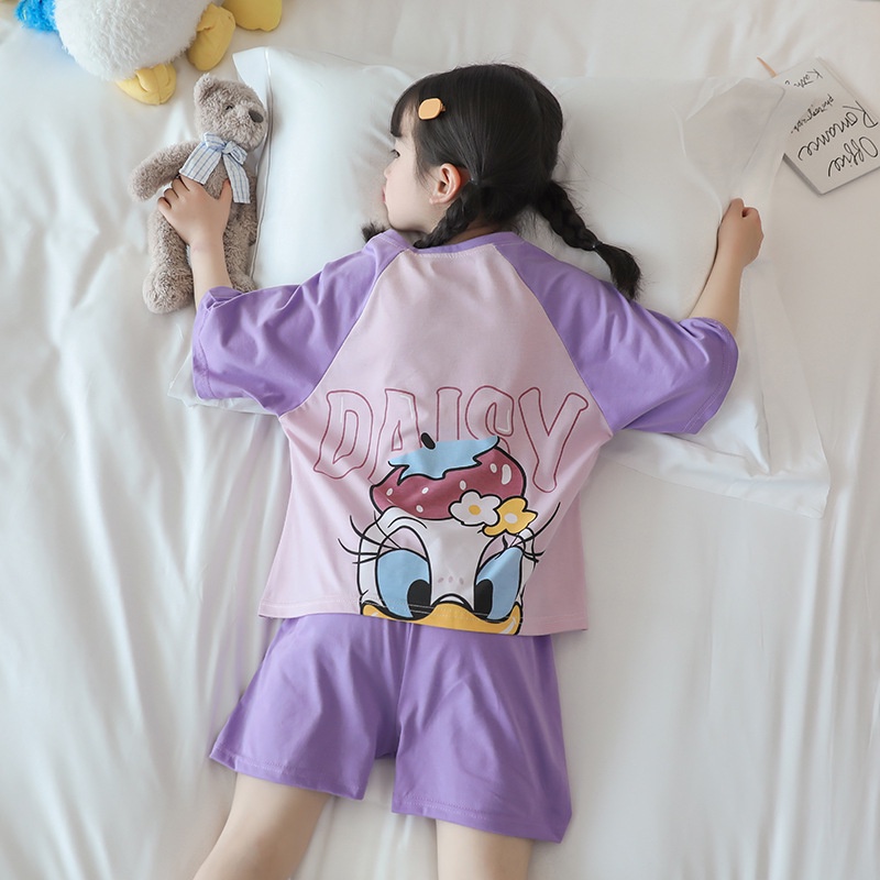 Bộ Đồ Ngủ Tay Ngắn In Họa Tiết Dễ Thương Dành Cho Trẻ Em