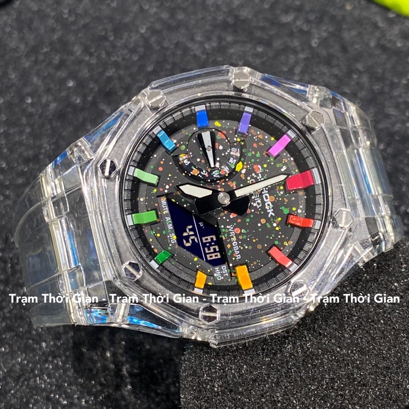 Đồng hồ nam Casio G-Shock GA-2100-1A trong suốt cầu vồng