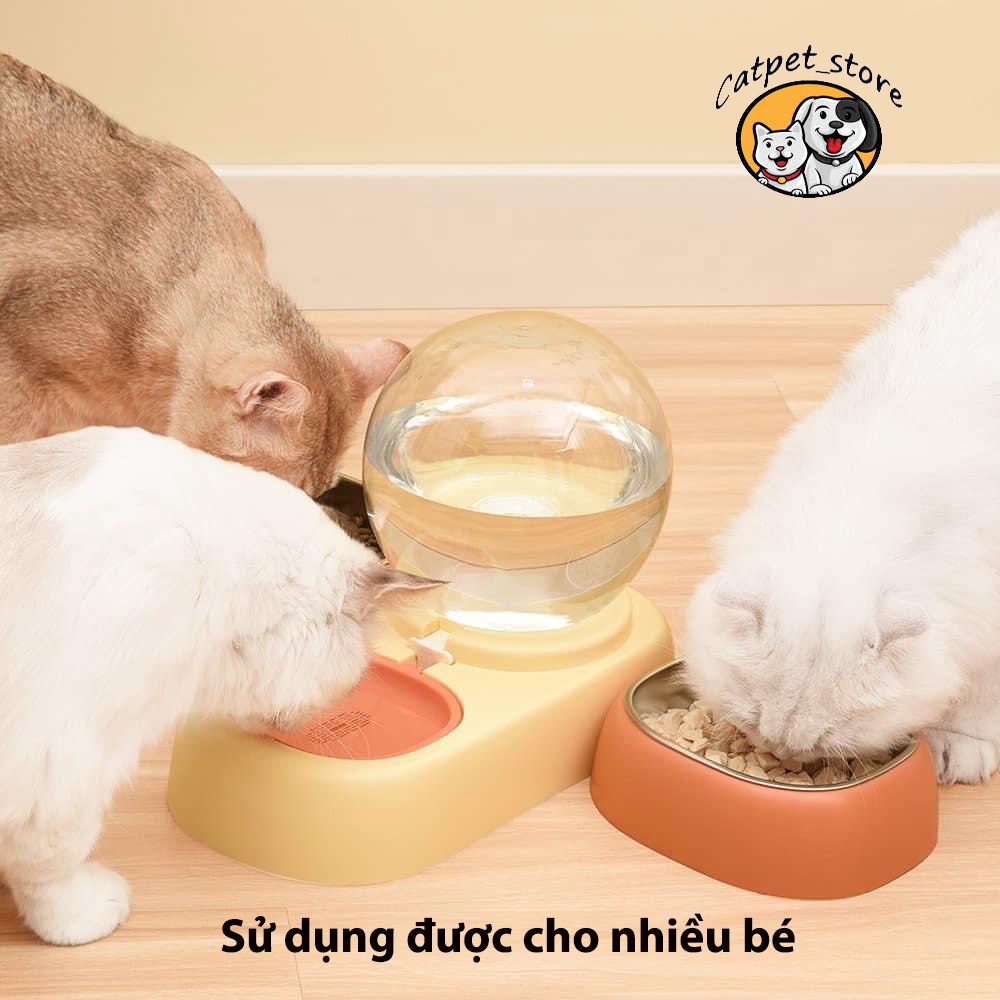 Bát ăn chó mèo tự động cao cấp, bát ăn  đôi kèm bình cấp nước cho chó mèo (CAO CẤP,DUNG TÍCH LỚN 2.5L) [PKW21]