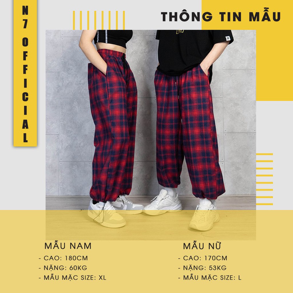 Quần jogger Kẻ Sọc CARO RÚT GẤU thể thao Unisex N7 nam nữ Basic Pants Ống Rộng Hiphop bigsize phong cách Hàn Quốc | WebRaoVat - webraovat.net.vn