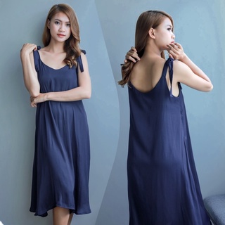 Đầm dây cột nơ vai InFashion màu xanh