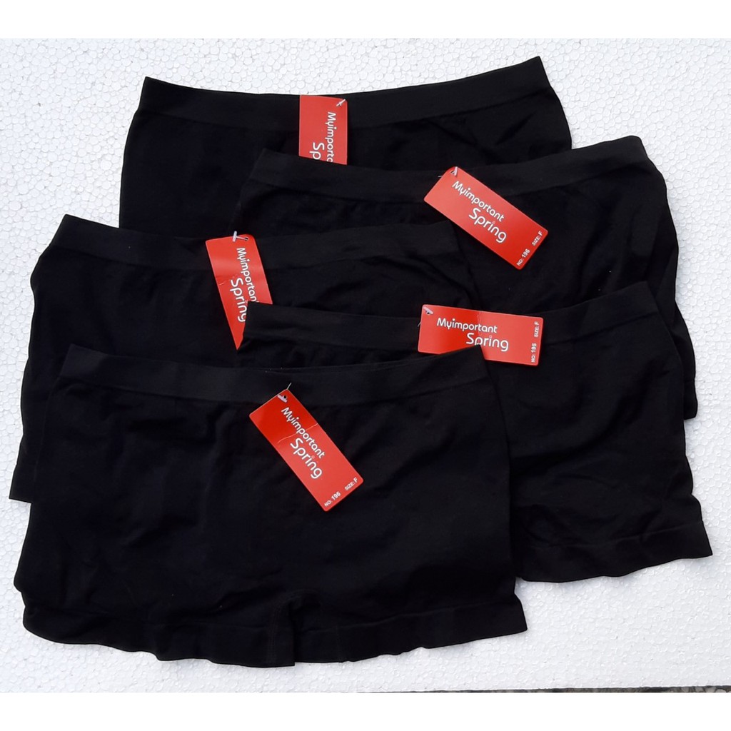 5 Cái Quần đùi short nữ Định Hình mặc trong váy Thun Lạnh 100% Poly Cotton thoáng mát ) Màu Đen 40kg - 70kg
