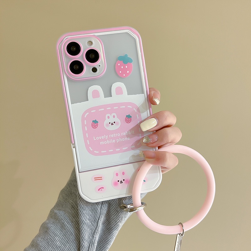 Ốp Điện Thoại Silicon In Hình Thỏ Hoạt Hình Có Giá Đỡ Vô Hình Cho Iphone13Pro 12Pro 7 / 8 / PLUS / 14