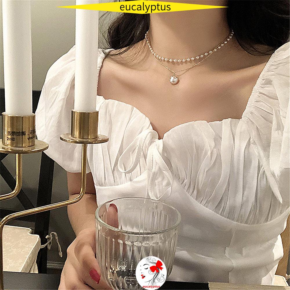 Vòng Cổ Hai Lớp Ngọc Trai Phong Cách Retro Thời Trang 2021